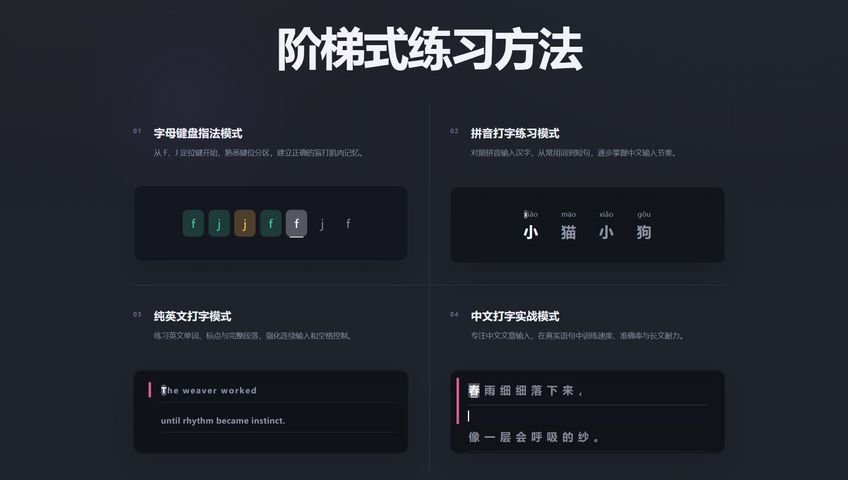 阶梯式学习：字母、拼音、英文、中文打字